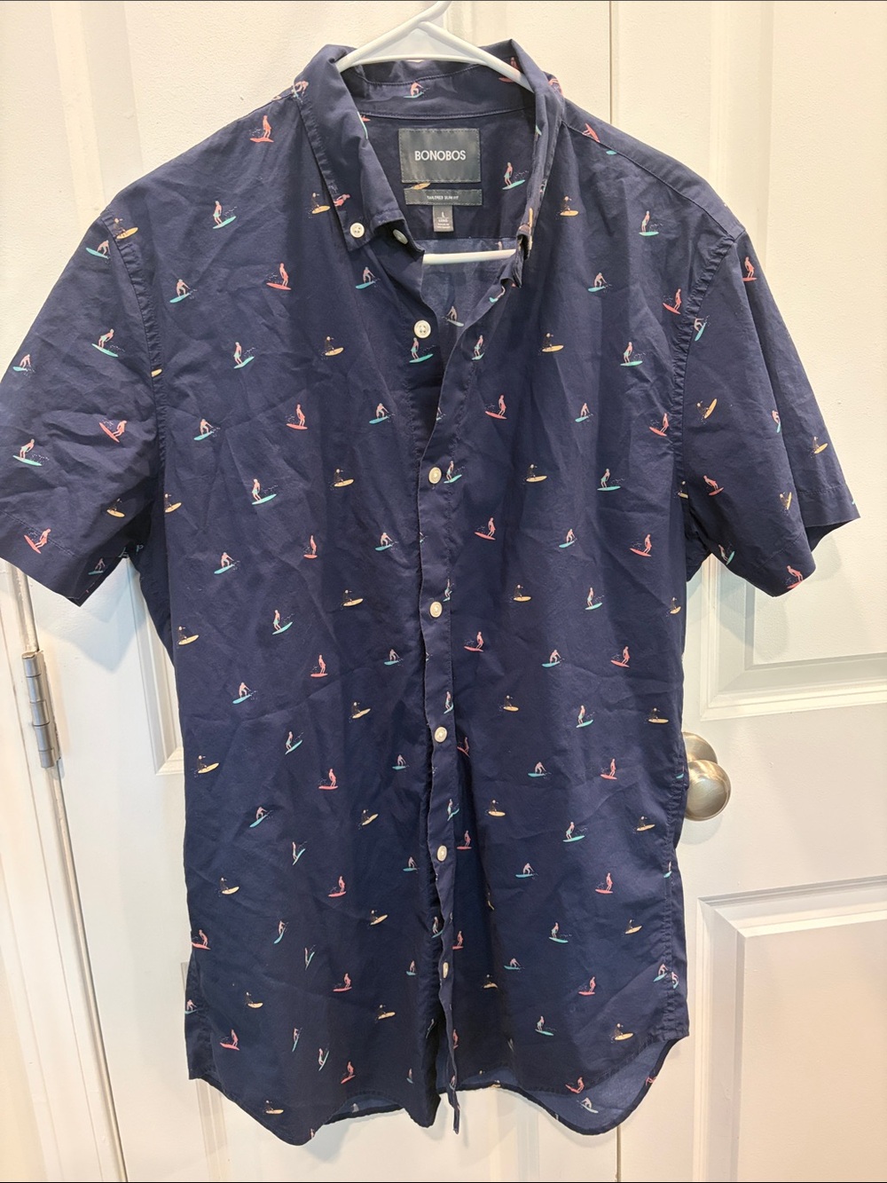 Bonobos Tailored Slim Fit Button-up Short Sleeve Shirt - 100% Cotton - Surfer